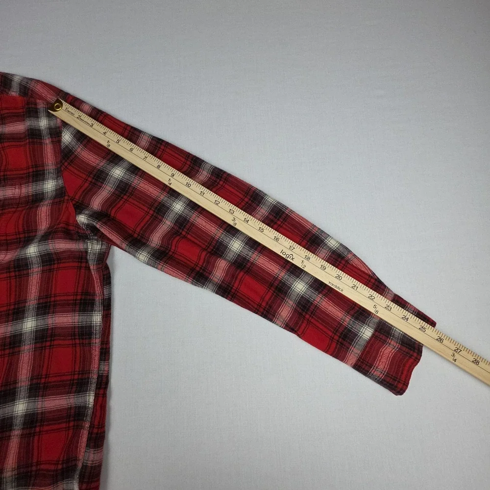 American Eagle Prep Fit Plaid Button Down Shirt Mens XL Red Flannel Cotton